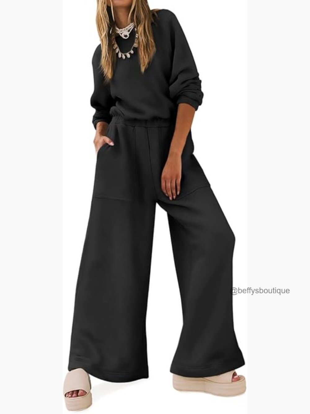 Trendy Wide Leg Long Sleeve Romper with Backless Cutout
